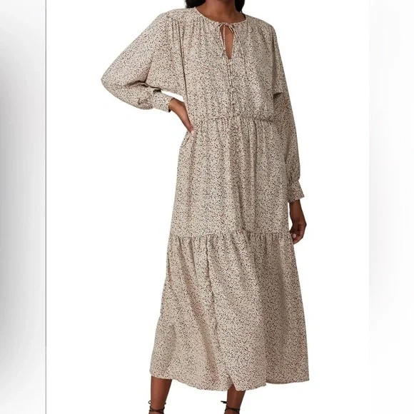 Sweet Baby Jamie Modest Peasant Ditsy Midi Dress - Picture 3 of 14